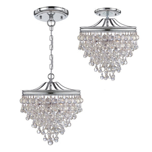 Calypso 3 Light Crystal Teardrop Polished Chrome Mini Chandelier