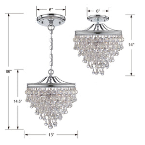 Calypso 3 Light Crystal Teardrop Polished Chrome Mini Chandelier