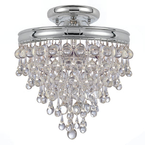 Calypso 3 Light Crystal Teardrop Polished Chrome Mini Chandelier