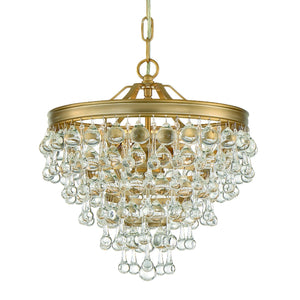 Calypso 3 Light Crystal Teardrop Vibrant Gold Mini Chandelier