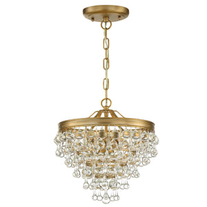 Calypso 3 Light Crystal Teardrop Vibrant Gold Mini Chandelier
