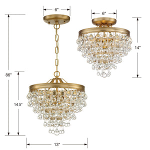 Calypso 3 Light Crystal Teardrop Vibrant Gold Mini Chandelier
