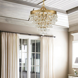 Calypso 3 Light Crystal Teardrop Vibrant Gold Mini Chandelier