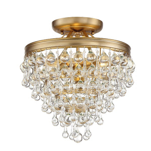 Calypso 3 Light Crystal Teardrop Vibrant Gold Ceiling Mount