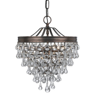 Calypso 3 Light Crystal Teardrop Bronze Mini Chandelier