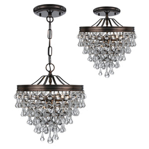 Calypso 3 Light Crystal Teardrop Bronze Mini Chandelier