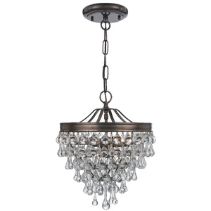 Calypso 3 Light Crystal Teardrop Bronze Mini Chandelier