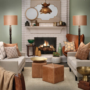 Small Rustic Ottoman – Buff Leather