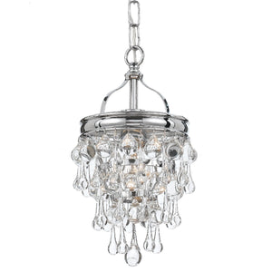 Calypso 1 Light Crystal Teardrop Polished Chrome Mini Chandelier