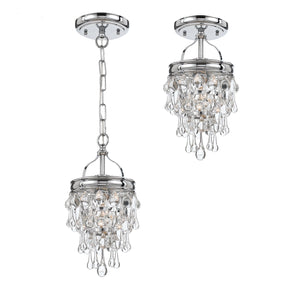 Calypso 1 Light Crystal Teardrop Polished Chrome Mini Chandelier