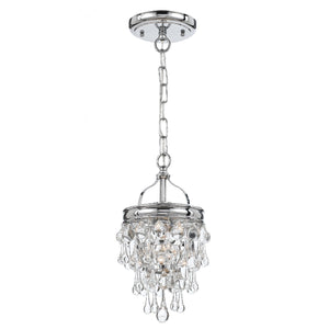 Calypso 1 Light Crystal Teardrop Polished Chrome Mini Chandelier