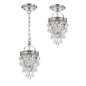 Calypso 1 Light Crystal Teardrop Polished Chrome Semi-Flush