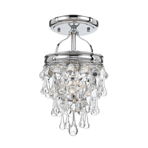Calypso 1 Light Crystal Teardrop Polished Chrome Semi-Flush