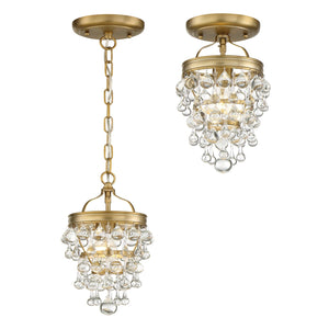 Calypso 1 Light Crystal Teardrop Vibrant Gold Mini Chandelier