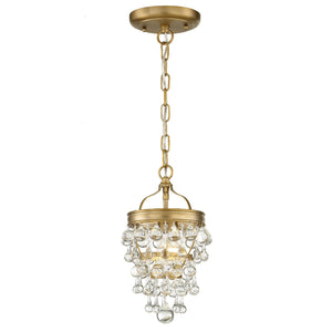 Calypso 1 Light Crystal Teardrop Vibrant Gold Mini Chandelier