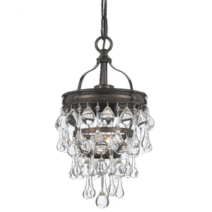 Calypso 1 Light Crystal Teardrop Bronze Mini Chandelier