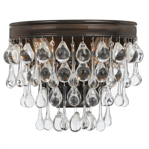 Calypso 2 Light Crystal Teardrop Polished Chrome Sconce