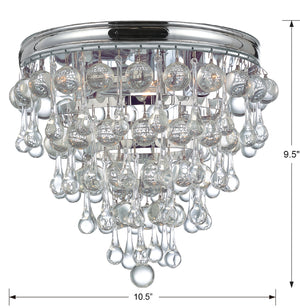 Calypso 3 Light Crystal Teardrop Polished Chrome Flush Mount