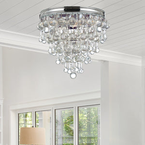 Calypso 3 Light Crystal Teardrop Polished Chrome Flush Mount