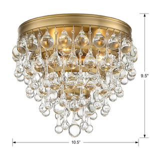 Calypso 3 Light Crystal Teardrop Polished Chrome Flush Mount