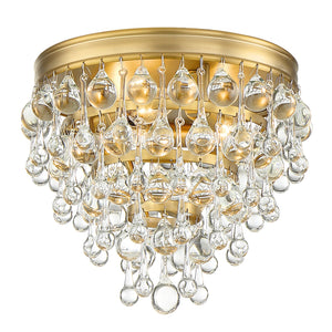 Calypso 3 Light Crystal Teardrop Polished Chrome Flush Mount