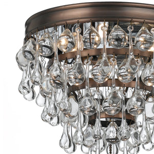 Calypso 3 Light Crystal Teardrop Polished Chrome Flush Mount