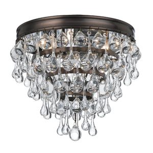 Calypso 3 Light Crystal Teardrop Polished Chrome Flush Mount