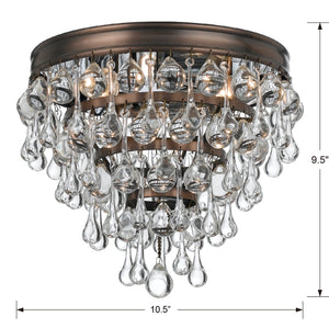Calypso 3 Light Crystal Teardrop Polished Chrome Flush Mount