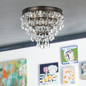 Calypso 3 Light Crystal Teardrop Polished Chrome Flush Mount