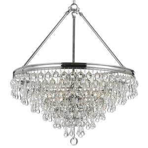 Calypso 8 Light Crystal Teardrop Polished Chrome Chandelier