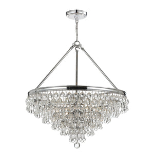 Calypso 8 Light Crystal Teardrop Polished Chrome Chandelier