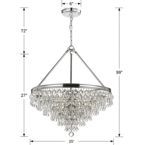 Calypso 8 Light Crystal Teardrop Polished Chrome Chandelier