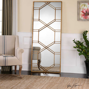 Hexagon Floor Mirror - Gold
