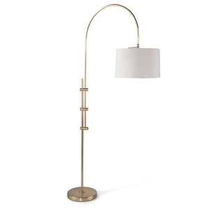 Regina Andrew Arc Neck Floor Lamp with Linen Shade – Natural Brass