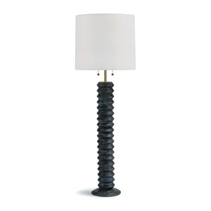 Coastal living Accordion Wood Floor Lamp with Linen Shade – Ebony