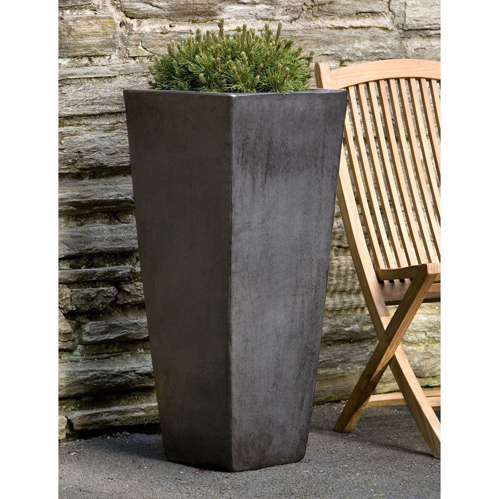 tall tapered square planter pots Tall Glazed Terra Cotta Tapered Square Planter - Graphite