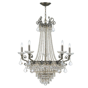 Majestic 13 Light Hand Cut Crystal Historic Brass Chandelier