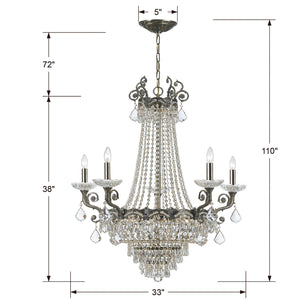 Majestic 13 Light Hand Cut Crystal Historic Brass Chandelier