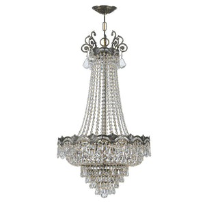 Majestic 8 Light Hand Cut Crystal Historic Brass Chandelier