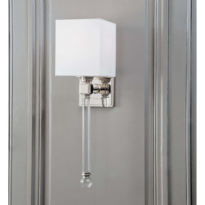 Regina Andrew Crystal Tail Sconce with Linen Shade – Polished Nickel