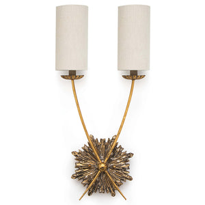 Southern Living Louis 2-Arm Sconce with Linen Shades