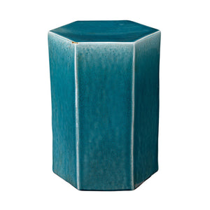 Small Ceramic Hexagonal Accent Table – Blue