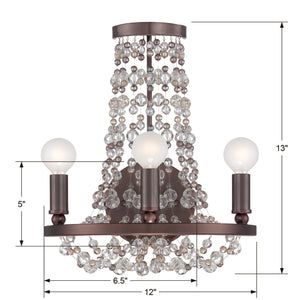 Channing 3 Light Chocolate Bronze Sconce