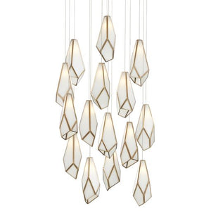 Glace White Round 15-Light Multi-Drop Pendant