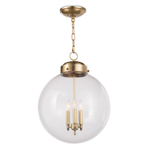 Southern Living 3-Bulb Clear Globe Pendant – Natural Brass