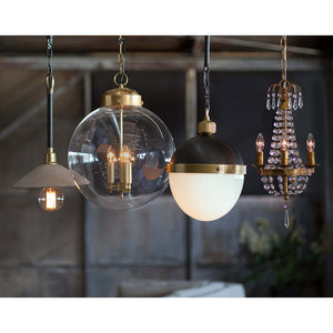 Southern Living 3-Bulb Clear Globe Pendant – Natural Brass