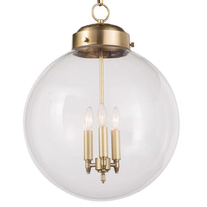 Southern Living 3-Bulb Clear Globe Pendant – Natural Brass