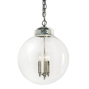 Regina Andrew 3-Bulb Clear Globe Pendant – Polished Nickel