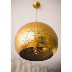 Regina Andrew Pierced Metal Sphere Pendant – Natural Brass