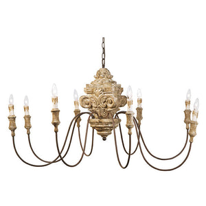 Regina Andrew Extra Large Carved Wood Chandelier – Distressed
